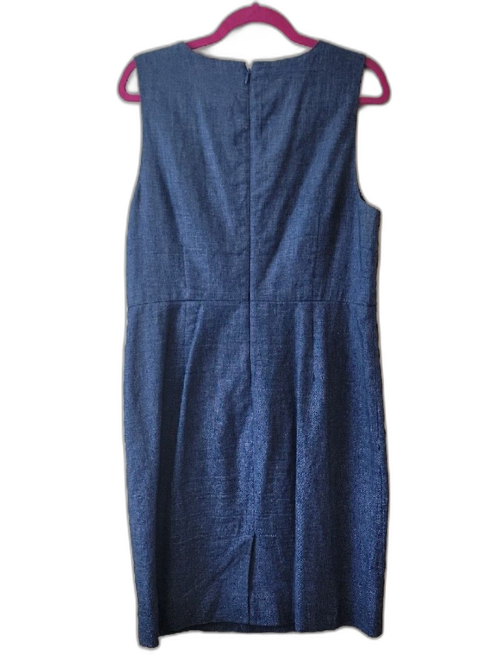 J. Crew Blue Linen Blend Sleeveless Midi Dress Front Knot Detail Coastal Boho - Picture 2 of 15